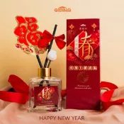 【生活市集】【QIDINA】QI箔金招財香氛珪藻擴香瓶 無酒精配方 新年裝飾 (多款香味)