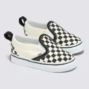 【VANS】官方旗艦 Slip-On V 小童款黑白色棋盤格滑板鞋/休閒鞋(童鞋)