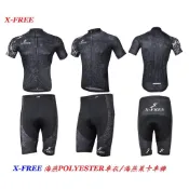 【套裝六碼】X-FREE海燕車衣+萊卡車褲 排汗行服 矽膠坐墊自行車騎行褲 腳踏車短袖車衣 短車褲