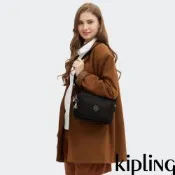 Kipling 黑色提花多層隨身斜背包-ABANU M