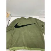 蚩尤二手 NIKE 軍綠 大勾勾刷毛長袖上衣 Fleece 抓絨大學T 古著Y2K