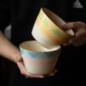 日本進口美濃燒彩虹山丘斗笠碗簡約小清新大茶杯家用飯碗陶瓷餐具