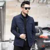 現貨+預購 風衣外套休閒夾克-立領修身短款春秋男外套2色73yw37【獨家進口】【米蘭精品】