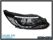 《晟鑫》全新 FORD 福特 2013~2015 FOCUS MK3 LED燈眉 黑底 魚眼 大燈組 含電調高低馬達