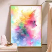 數字油畫 手繪油畫 彩虹猫油畫 30x40 手工填色 DIY油畫 装饰挂画 居家掛件 裝飾品