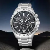 【CITIZEN 星辰】光動能電波萬年曆計時手錶-黑/42mm 開學禮 送禮 推薦(BY0130-51E)
