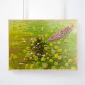 睡蓮抽像畫 池塘原創藝術 荷花牆藝術 油畫