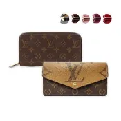 【Louis Vuitton 路易威登】經典Monogram帆布花紋內裡拼色ㄇ字拉鍊/釦式錢包長夾(款式任選)