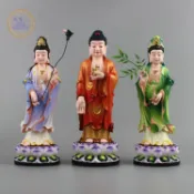 協貿國際日用品生活12館 樹脂手工彩繪西方三圣 12寸站蓮花座阿彌陀佛觀音大勢至菩薩結緣