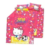 【享夢城堡】雙人加大床包涼被四件組(HELLO KITTY 2018世足-粉.紅) 涼被/冷氣毯