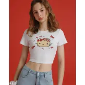 AIR SPACE 【Hello Kitty聯名】蝴蝶結星星短TEE(白) 女裝 現貨