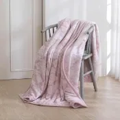 【MONTAGUT 夢特嬌】法蘭絨雙層毯-粉白圖騰(雙人-180x210cm)