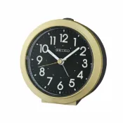 大高雄鐘錶城 seiko SK037 精工鐘 (QHE174G) 夜光效果圓形小鬧鐘(黑金)/9*8.9*5 cm｜樂天領券現折★全館特惠中★指定刷卡回饋10%