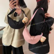 繽紛色彩月牙餃子包  斜挎包女 休閒輕便包包 單肩包 百搭腋下包 麥穗糖果色 小挎包 通勤包 女包