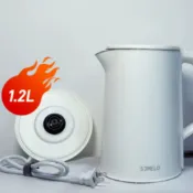 1.2L 輕美型電熱水壺 SJMELO 分離底座快煮壺 雙層防燙自動斷電 小容量租屋辦公室專用燒水壺