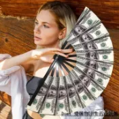 「🌟工廠爆殺」美元扇子33釐米功夫扇大扇子塑料扇骨外貿美金圖案創意扇子個性 SMKJ