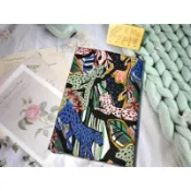 FEN手工小鋪-F系列-動物系列-美國限量布有機棉布-叢林獵豹花豹布書套-手冊套-布書衣可適用A5大小-25K-預購