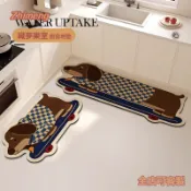 【織夢樂室】可客製 可愛小狗地墊 厨房地墊 耐臟吸水防滑脚墊 止滑速干珪藻土軟地墊 脚踏墊 矽藻土地墊 長條 大尺寸地墊