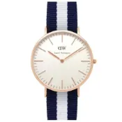 DW Daniel Wellington 經典藍白帆布錶-金框/40mm(DW00100004)
