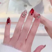 💗台灣出貨💗2025年新款告白煙火網彩色煙花紅色貓眼美甲顯白穿戴甲手工高階感店長優選