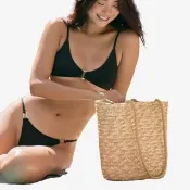 【SeasonsBikini】拉鍊大容量夏日編織包 -110(編織包草包渡假包包)