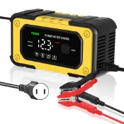 FOXSUR 12V/6A 自動電池充電器脈衝修復充電裝置鉛酸維護器帶 LED 屏幕,適用於汽車卡車 SUV 摩托車船
