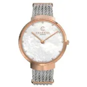【CHARRIOL 夏利豪】夏利豪 SLIM WATCH 白色珍珠貝母 真鑽精品女錶-玫瑰金34mm(ST34CP.560.015)