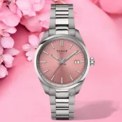 TISSOT 天梭 官方授權 PR 100 簡約大三針 時尚腕錶 女錶 手錶-T1502101133100/粉色 34mm