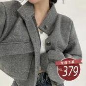 D. Studio 台灣發貨韓版復古立領寬鬆外套 外套 防曬外套 女裝 上衣 衣服J301