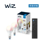 Philips 飛利浦 Wi-Fi WiZ 智慧照明 8W全彩燈泡2入+搖控器 超值組 (PW04N*2+PW006)