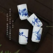 🔥臺灣出貨🔥景德鎮 手繪 陶瓷 青白瓷 主人杯 聞香杯 家用 茶具 2件套 喝茶 單杯 手工 品茗杯YH