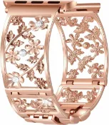玉山最低比價網 [4美國直購] Duoan 玫瑰金 花卉錶帶 適 Apple Watch 38mm 40mm 41mm 系列 10 9 8~1 SE 手腕圍15-20cm