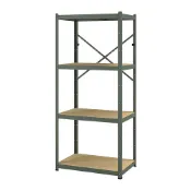 【IKEA 宜家家居】BROR 層架組, 灰綠色/松木合板, 85x55x190 公分