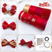 懶貓DIY💖 diy手作髮飾春節新年風飾品兒童套餐蝴蝶結製作髮夾絲帶材料包T12