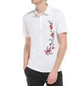 FINDSENSE服飾 FINDSENSE MD 時尚 男 歐美 花朵印花 POLO衫 大碼 休閒 打底短T 短袖T恤 特色短T