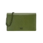 Gucci 展示品 GG Marmont 粒紋牛皮綠鍊帶Woc斜背包(497985-綠)