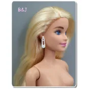 * B&J特賣＊～時尚芭比娃娃飾品，白色別針造型耳環。