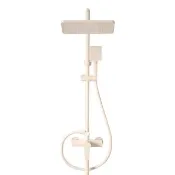 【凱勒】奶油風花灑套裝 家用洗浴噴頭 頂噴淋浴套組 淋浴柱 加壓花灑蓮蓬頭(巨屏頂噴 四檔出水 鋁合金主體)