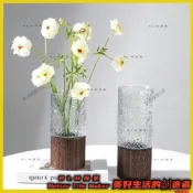 2BLM【免運】創意花瓶 木托玻璃花瓶 含木座25公分 直筒花瓶 水養鮮花 插花裝飾 66