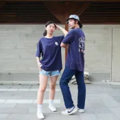 《自做自售》復古 T-shirt - 搖搖（藏青色）親子裝　中性 男女皆宜 禮物推薦 台灣特色 台灣特色