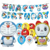 ✨Meiqi Party✨機器貓 哆啦a夢氣球 叮當貓鋁膜氣球拉旗兒童生日派對裝飾布置
