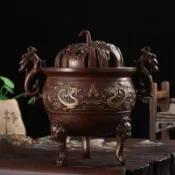 雙龍淨香爐 銅爐 宴王用品 神明用品 香案桌 點心宴