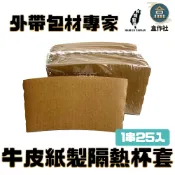 【盒作社】牛皮隔熱紙杯套【一串25入】#台灣製造/杯套/防燙杯套/咖啡杯/營業用/免洗餐具/外帶包材