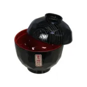 日本製 漆器碗 湯蓋碗 小碗 餐具 味增湯 餐廚 湯碗 蓋碗 日式 黑內朱漆 龜甲 防摔碗 兒童碗 J00053189