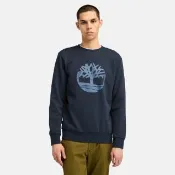 【Timberland】男款深寶石藍大LOGO圓領長袖上衣(A6K47433)