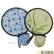 ✨臺灣出貨✨夏天耐用小團扇國畵國風迷你便攜式收納口袋佈麵圓形扇子折疊扇子