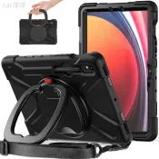 ♞,♘SAMSUNG 適用於三星 Galaxy Tab S10 Ultra S10+ 多層保護防震殼後蓋 360° 旋轉