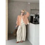 (店+)【CHILL】現貨 韓系仙氣感！微透肌薄款防曬罩衫+內搭背心 空氣感襯衫 寬鬆顯瘦 冷氣房外套 穿搭必備 透膚罩衫
