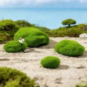 【多樂】微景觀仿真苔蘚石頭 植絨石頭 假石頭草坪 苔蘚多肉盆栽植物裝飾 微縮造景必備 園藝場景小擺件