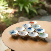 喜挖2店 白瓷手繪功夫茶具小茶杯客廳家用陶瓷斗笠杯薄胎品茗杯中式個人杯